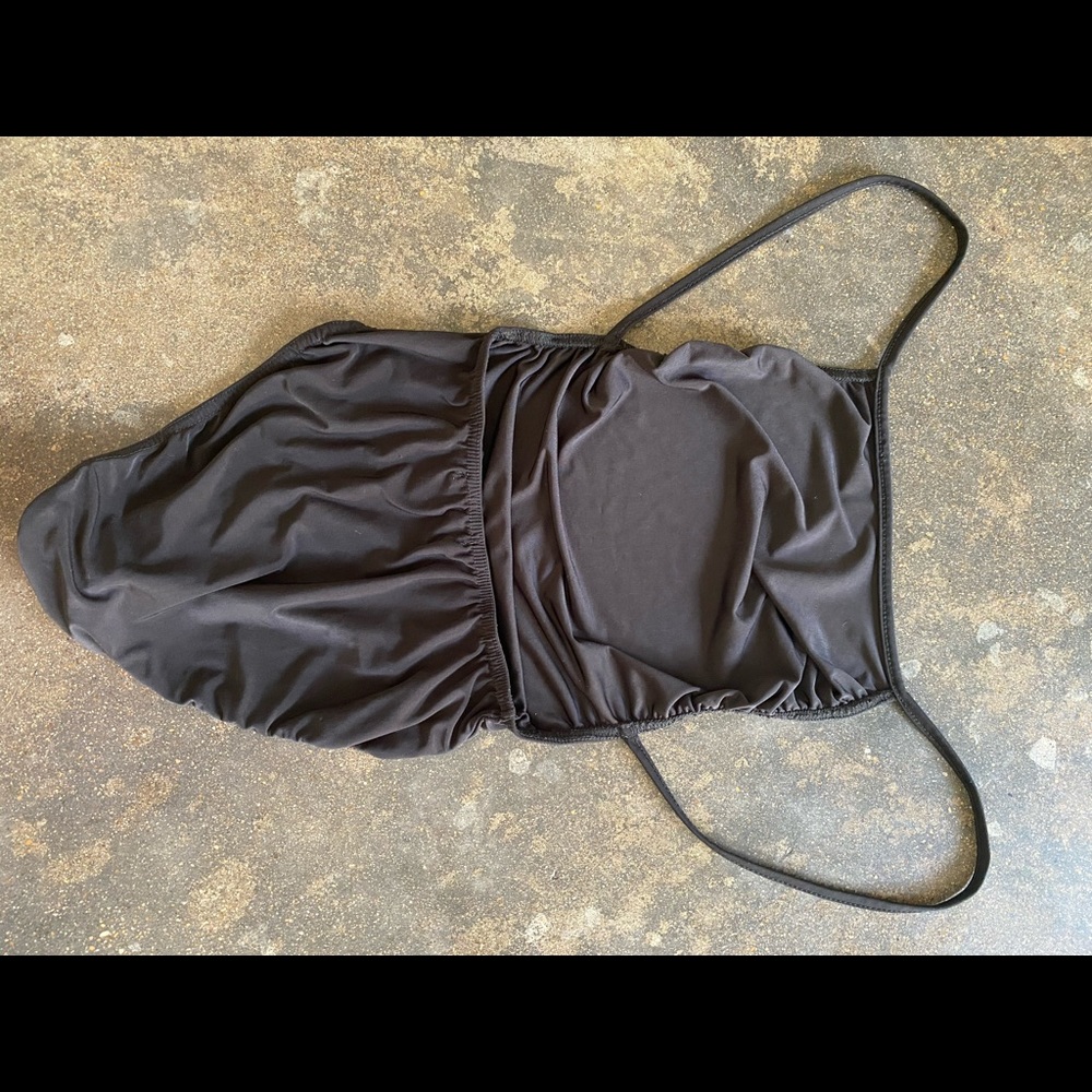 Sheer black backless bodysuit